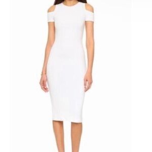 Alice and Olivia white cold shoulder midi dress
